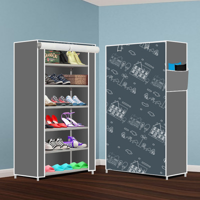 Flipkart Perfect Homes Studio Plastic Collapsible Shoe Stand(Brown Print, 6 Shelves, DIY(Do-It-Yourself))