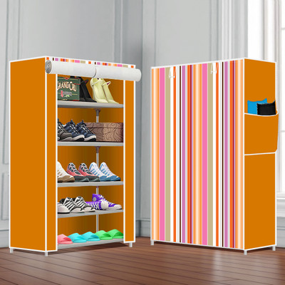Kaya Trek PP/PVC Multipurpose Shoe Rack – 5 Layer Portable Shelf for Home/Office/Kid Room Plastic Collapsible Shoe Stand(Blue Print, 5 Shelves, DIY(Do-It-Yourself))