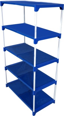 Black Stallion Multi Utility 5 Steps Rack With Good Quality Storage Metal Collapsible Shoe Stand(Blue, 5 Shelves, DIY(Do-It-Yourself))