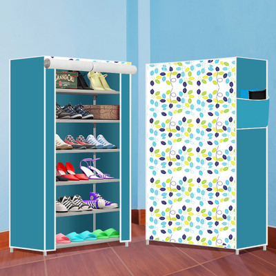 INSIDE STYLE Collapsible Shoe Rack – Metal 6 Tier Foldable Organizer for Home & Entry Use Metal Collapsible Shoe Stand(New Sky Blue, 6 Shelves, DIY(Do-It-Yourself))