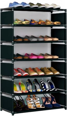 CMerchants Multipurpose Portable 7 LAYER SIDE SHELF SHOE RACK BLACK Metal Collapsible Shoe Stand(Multicolor, 7 Shelves, DIY(Do-It-Yourself))