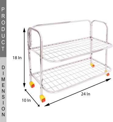 logenta Stainless Steel Shoe Rack/Shoe Stand Metal Shoe Rack(Steel, 3 Shelves, DIY(Do-It-Yourself))