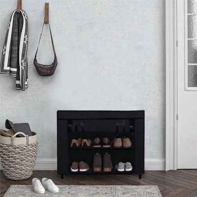 Rmerchants 2 layer Shoe rack black color Metal Shoe Rack(Black, 2 Shelves, DIY(Do-It-Yourself))