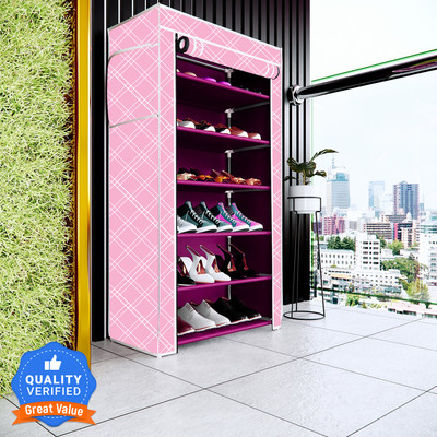 Flipkart Perfect Homes Studio Stars Pattern Print Letest 6 Layer Home And Kids Shoe Stand for home Metal Shoe Stand(Pink Finish, 6 Shelves, DIY(Do-It-Yourself))