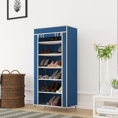 CMerchants Multipurpose Portable 6 Layer PVC Pipe Shoe Rack blue Plastic Collapsible Shoe Stand(Blue, 6 Shelves, DIY(Do-It-Yourself))