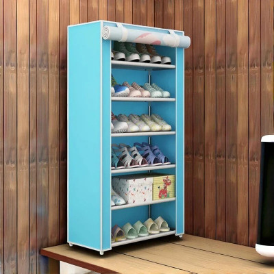 BRANTOX Shoe Rack Organizer – 6 Tier, Foldable, Space-Saving Cabinet for Shoes Plastic Shoe Stand(Blue & White, 6 Shelves, DIY(Do-It-Yourself))