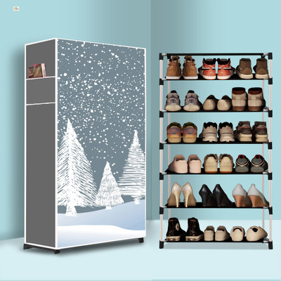 Furn Central 6 Tier Foldable Shoe Rack – Space Saver, Universal for Entry, Bedroom & Balcony Plastic Shoe Stand(Felling Snow Modern Printed(A6), 6 Shelves, DIY(Do-It-Yourself))