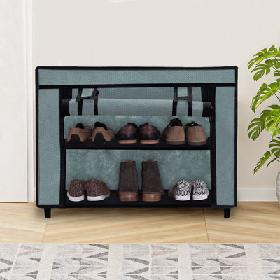 URBAN CHOICE Metal Collapsible Shoe Stand(GREY, 2 Shelves, DIY(Do-It-Yourself))