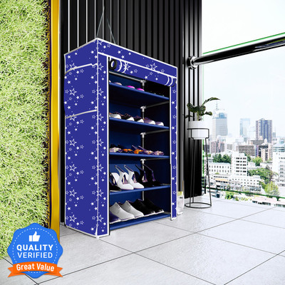 Flipkart Perfect Homes Studio Christmas Print Shoe Stand & Slippers Stand 5 Layer For Home Metal Shoe Stand(Blue Finish, 5 Shelves, DIY(Do-It-Yourself))