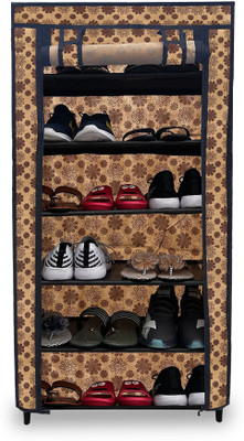 GlowSilk 6 Layer Flowerprint Shoe Organizer Beautiful and Practical Storage Metal Collapsible Shoe Stand(Multicolour, 6 Shelves, DIY(Do-It-Yourself))