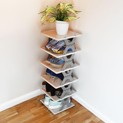 First Dot Space-Saving 6 Layer Shoe Rack -Portable Foldable Shoe Storage for Home & Office Plastic Collapsible Shoe Stand(Multicolor, 6 Shelves, DIY(Do-It-Yourself))