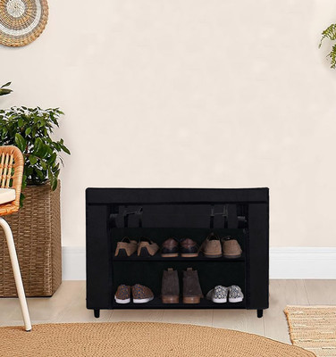 URBAN CHOICE Metal Collapsible Shoe Stand(BLACK, 2 Shelves, DIY(Do-It-Yourself))