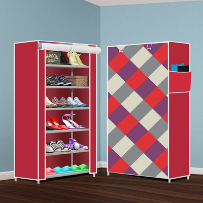 Imperial fur Foldable Shoe Storage Rack –Durable Shelf for Home Organization -Plastic 6 Shelf Plastic Collapsible Shoe Stand(Fresh Print Green, 6 Shelves, DIY(Do-It-Yourself))