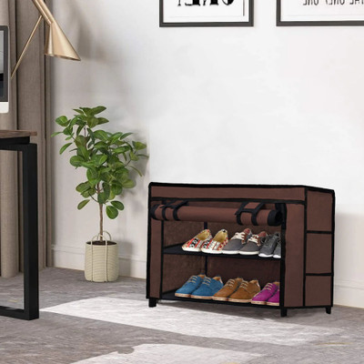 GlowSilk Metal Collapsible Shoe Stand(BROWN, 2 Shelves, DIY(Do-It-Yourself))