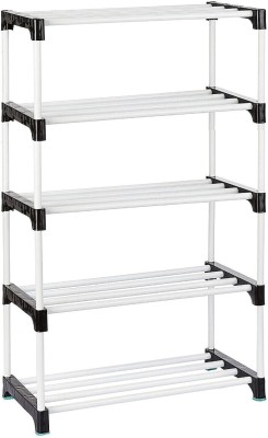 GHODA 5 layer multiporpose PVC pipe Plastic Shoe Rack(Black, 5 Shelves, DIY(Do-It-Yourself))