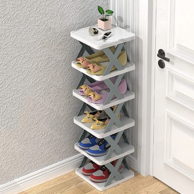 FForum 6 Shelves Shoe Rack for Home/Office Plastic Collapsible Shoe Stand(Grey, 6 Shelves, DIY(Do-It-Yourself))