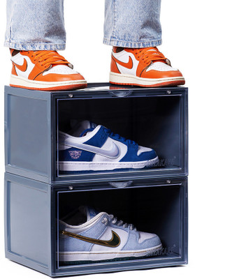 SNEAKARE Side Drop Shoe Rack & Storage Box for Office/Home, Shoe Storage Box For Sneakers Plastic Shoe Rack(NARDO GREY, 2 Shelves, DIY(Do-It-Yourself))
