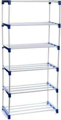 Black Stallion Multi utility Rack With Good Quality Storage Plastic, Metal Collapsible Shoe Stand(Blue, 6 Shelves, DIY(Do-It-Yourself))