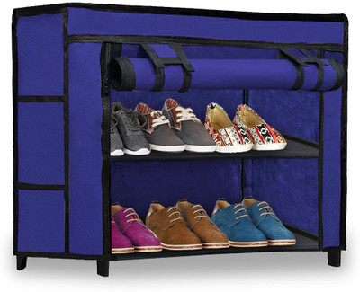 GlowSilk Metal Collapsible Shoe Stand(BLUE, 2 Shelves, DIY(Do-It-Yourself))