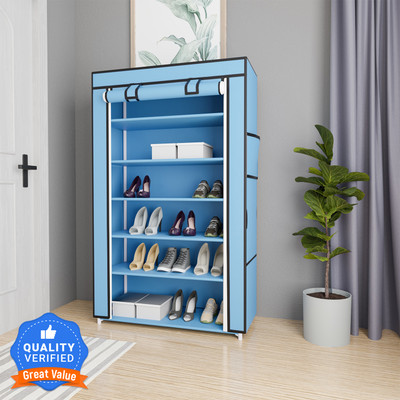 Flipkart Perfect Homes Studio Plastic Collapsible Shoe Stand(Sky Blue, 6 Shelves, DIY(Do-It-Yourself))