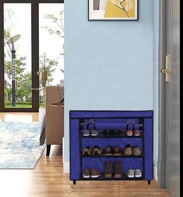SANAMSTORE Metal Collapsible Shoe Stand(BLUE, 3 Shelves, DIY(Do-It-Yourself))