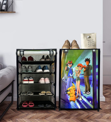 GlowSilk Pokemon 5-Tier Shoe Rack – Playful, Space-Saving Storage for Footwear Metal Collapsible Shoe Stand(Gray, 5 Shelves, DIY(Do-It-Yourself))
