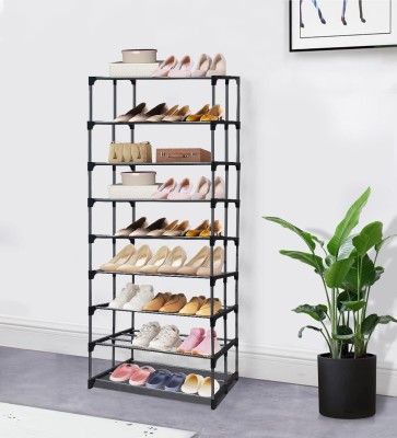 Philoshop Space-Saving 9-Tier Metal Open Shoe Rack Metal Collapsible Shoe Stand(Black, 9 Shelves, DIY(Do-It-Yourself))