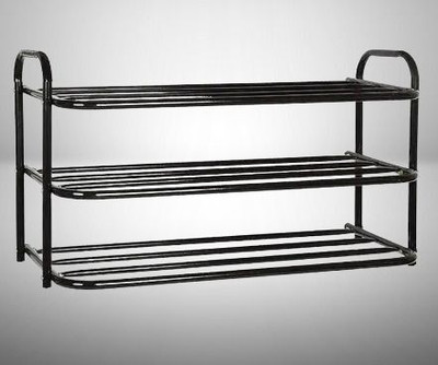 VITALFORCE 3 Shelves Multipurpose Shoe Rack Metal Collapsible Shoe Stand(BLACK, 3 Shelves, DIY(Do-It-Yourself))