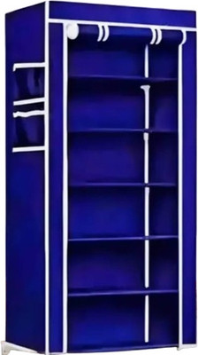 SRMJ Portable 6-Layer Shoe Rack with Dustproof Cover – Space Saver Plastic Shoe Stand(Blue, 6 Shelves, DIY(Do-It-Yourself))