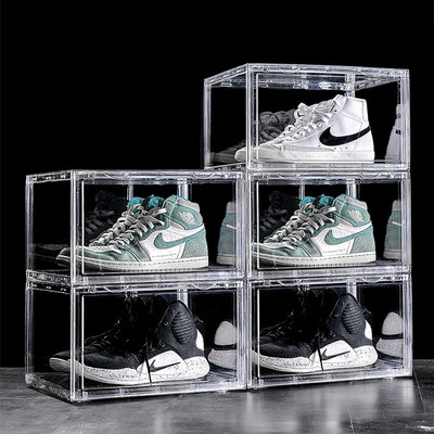 Sampri Plastic Sneaker Containers Bins Portable Storage Organizer Space Saving Foldable Plastic Shoe Rack(5 Shelves, DIY(Do-It-Yourself))