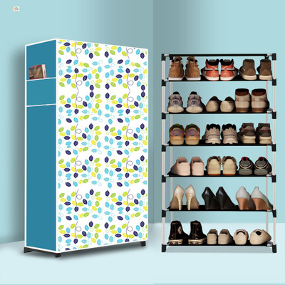 SHIFAN 6 Tier Foldable Shoe Rack – Space Saver, Universal for Entry, Bedroom & Balcony Plastic Collapsible Shoe Stand(Colourful Leav Modern Printed(A6), 6 Shelves, DIY(Do-It-Yourself))