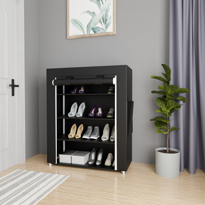 Flipkart Perfect Homes Studio Plastic Collapsible Shoe Stand(Black, 4 Shelves, DIY(Do-It-Yourself))