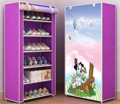 VIKNORT 6-Layer Designer Plastic Collapsible Shoe Stand(PURPULE, 6 Shelves, DIY(Do-It-Yourself))