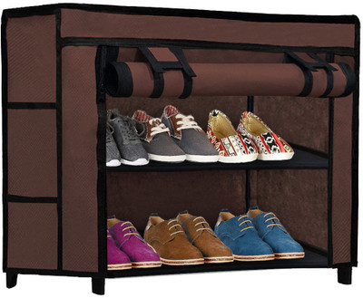 URBAN CHOICE Metal Collapsible Shoe Stand(BROWN, 2 Shelves, DIY(Do-It-Yourself))