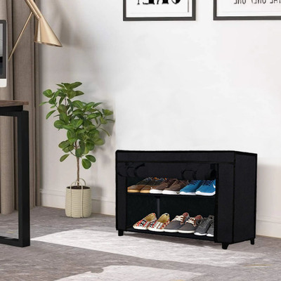 Rmerchants 2 layer Shoe rack black color Metal Shoe Rack(Black, 2 Shelves, DIY(Do-It-Yourself))