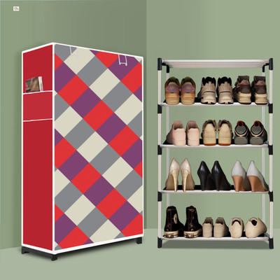SEVVY 4 Tier Foldable Shoe Rack – Space Saver, Universal for Entry, Bedroom & Balcony Plastic Shoe Rack(Diamond Wall Modern Print(A4), 4 Shelves, DIY(Do-It-Yourself))