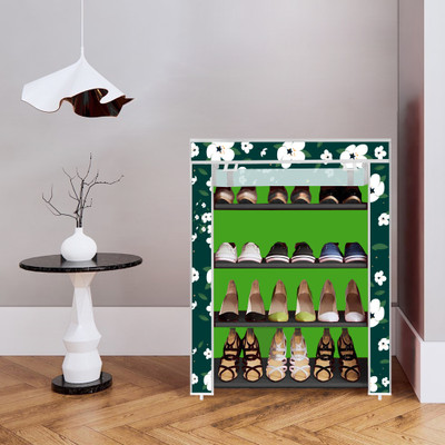 Flipkart Perfect Homes Studio 4 Shelf Metal Compact Shoe Rack Foldable Portable, Convertible Organizer Shelf Metal Collapsible Shoe Stand(Print Blue, 4 Shelves, DIY(Do-It-Yourself))