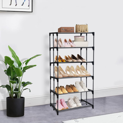 RAXON WORLD 6 layer Metal Book/Shoe/Cloth Foldable Rack With Cover For Anywhere Use Metal Shoe Stand(Blue, 6 Shelves, DIY(Do-It-Yourself))