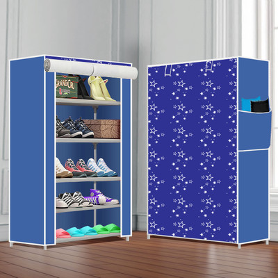 Kaya Trek PP/PVC Multipurpose Shoe Rack – 5 Layer Portable Shelf for Home/Office/Kid Room Plastic Collapsible Shoe Stand(New Black Print, 5 Shelves, DIY(Do-It-Yourself))