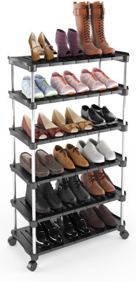 Trendy Super Smart Stackable and Durable, Easy to Assemble Shoe Rack-(6 Shelves) Plastic, Metal Shoe Stand(Black, 6 Shelves, DIY(Do-It-Yourself))