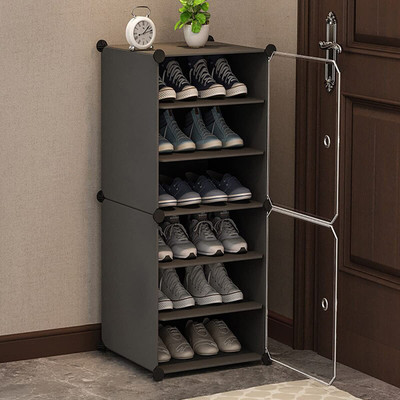 Owme Plastic 2-Door Collapsible Shoe Rack, Plastic Free Stand Cubort Shoe Rack Plastic, Metal Collapsible Shoe Stand(GREY, 6 Shelves, DIY(Do-It-Yourself))