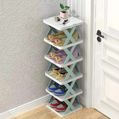 TEXON 6 LAYER FOLDABLE SHOE RACK Plastic Shoe Stand(Multicolor, 6 Shelves, Pre-assembled)
