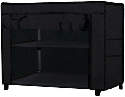URBAN CHOICE Metal Collapsible Shoe Stand(BLACK, 2 Shelves, DIY(Do-It-Yourself))