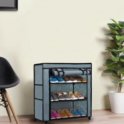GlowSilk Metal Collapsible Shoe Stand(GREY, 3 Shelves, DIY(Do-It-Yourself))