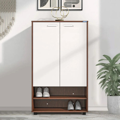 Nilkamal Ardor 2 Door Shoe Cabinet|Compatible with up to 21 Pairs of Shoes| Engineered Wood Shoe Rack(Brown, 7 Shelves, Knock Down)
