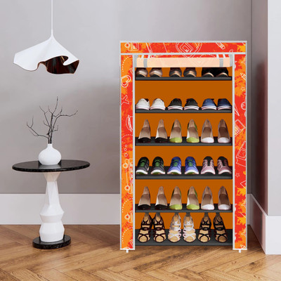 BRANTOX Shoe Rack Organizer – 6 Tier, Foldable, Space-Saving Cabinet for Shoes Plastic Shoe Stand(Orange, 6 Shelves, DIY(Do-It-Yourself))