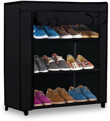 SANAMSTORE Metal Collapsible Shoe Stand(BLACK, 3 Shelves, DIY(Do-It-Yourself))