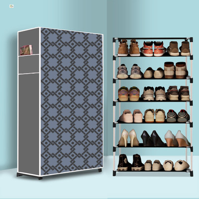 RJ CREATION 6 Tier Foldable Shoe Rack – Space Saver, Universal for Entry, Bedroom & Balcony Plastic Shoe Stand(Curtsins Modern Printed(A6), 6 Shelves, DIY(Do-It-Yourself))