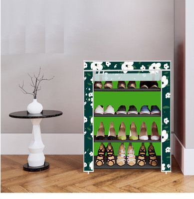 GO HOOKED 4 Shelf Foldable Collapsible ShoeRack Metal Shoe Stand(19-Green, 4 Shelves, DIY(Do-It-Yourself))