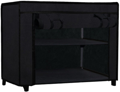 URBAN CHOICE Metal Collapsible Shoe Stand(BLACK, 2 Shelves, DIY(Do-It-Yourself))
